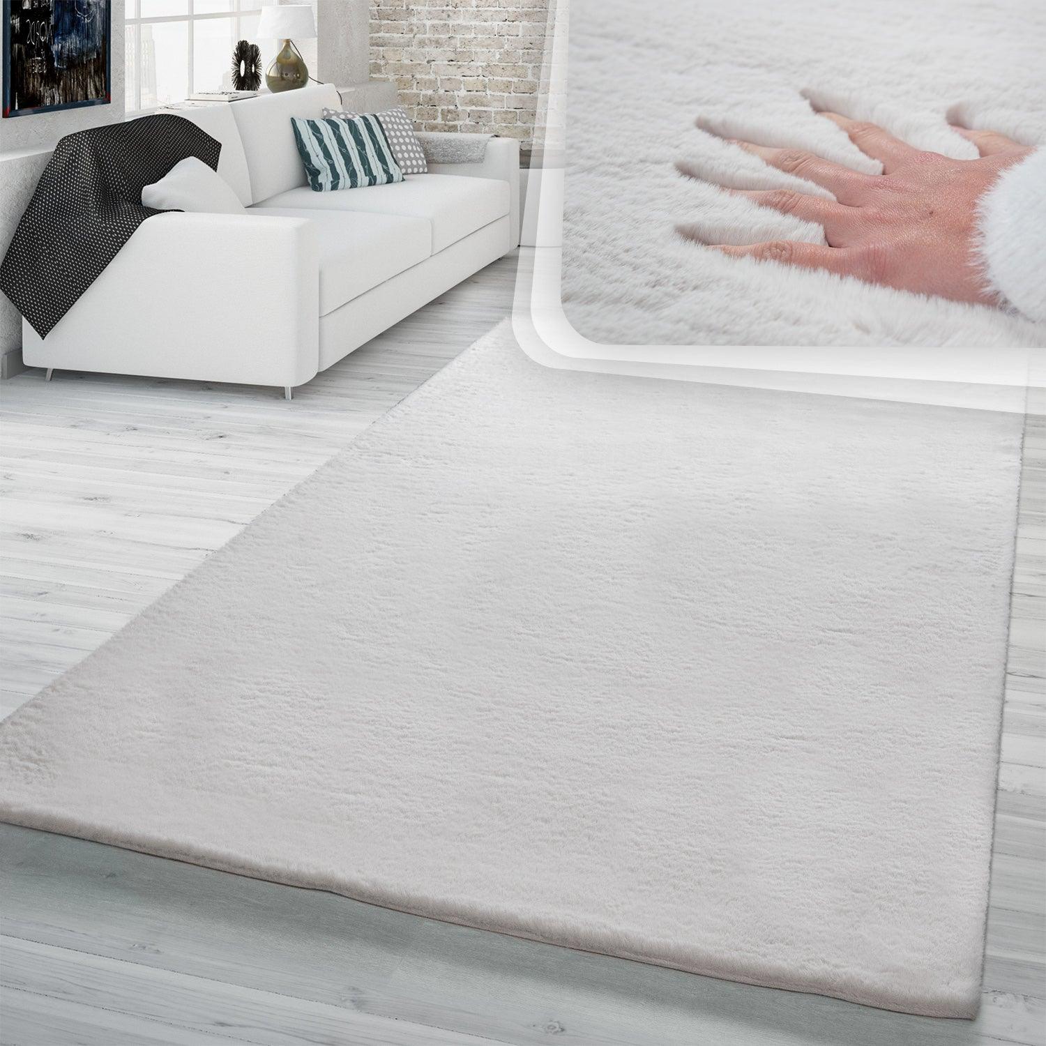 Super Soft Area Rug Fluffy High Pile Cosy Luxurious Touch in Solid Cre ...