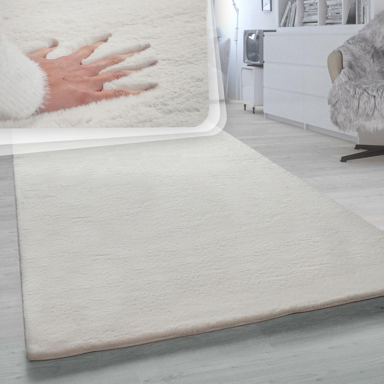 Super Soft Area Rug Fluffy High Pile Cosy Luxurious Touch in Solid Cream - RugYourHome