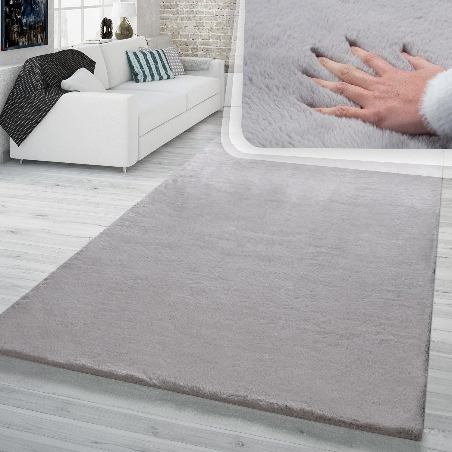 Super Soft Area Rug Fluffy High Pile Cosy Luxurious Touch in Solid Grey - RugYourHome