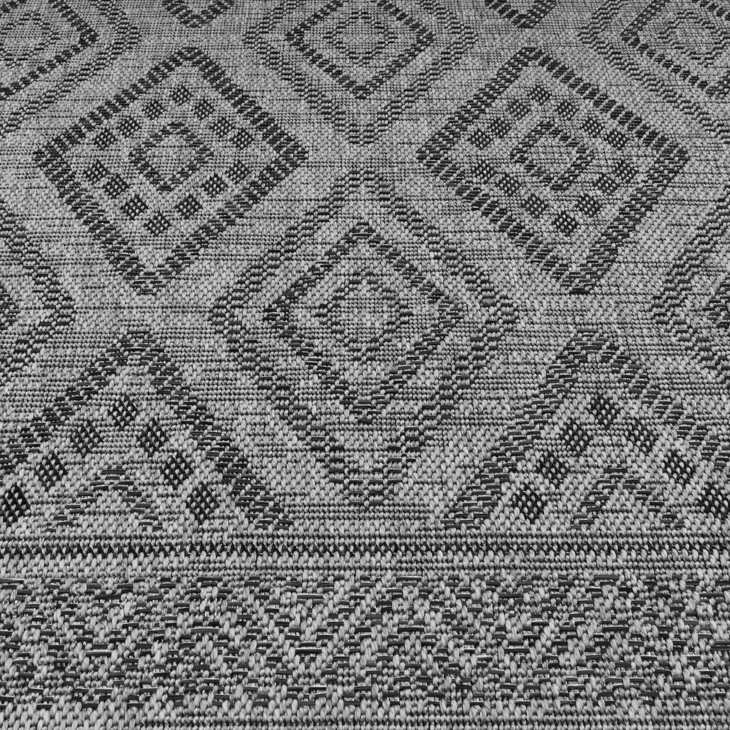 Outdoor Rug Vermont Boho Diamond Pattern - Dark Grey