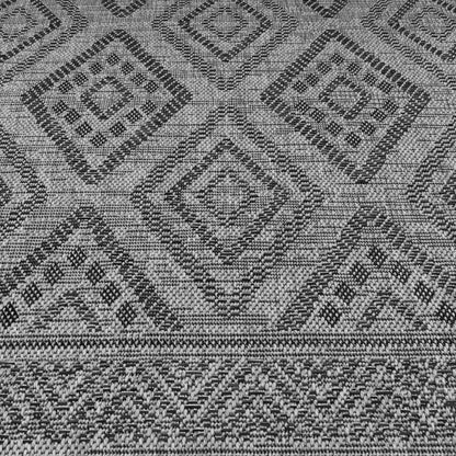 Outdoor Rug Vermont Boho Diamond Pattern - Dark Grey