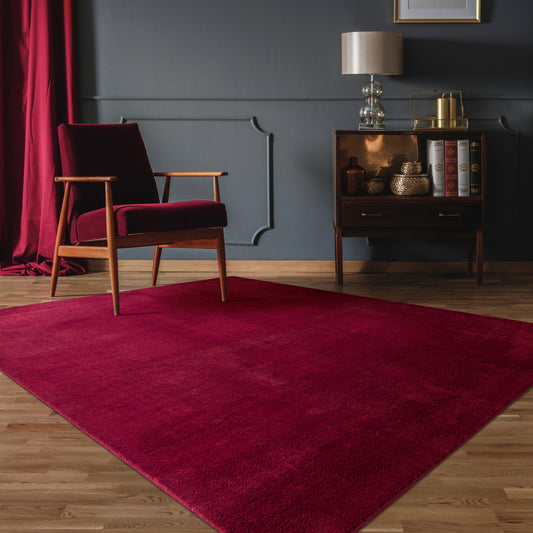 Soft Area Rug with Anti-Slip Backing Washable - Red