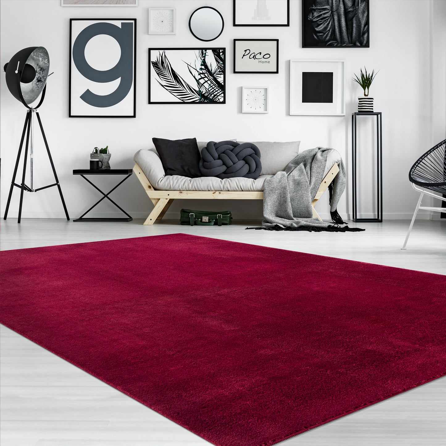 Soft Area Rug with Anti-Slip Backing Washable - Red