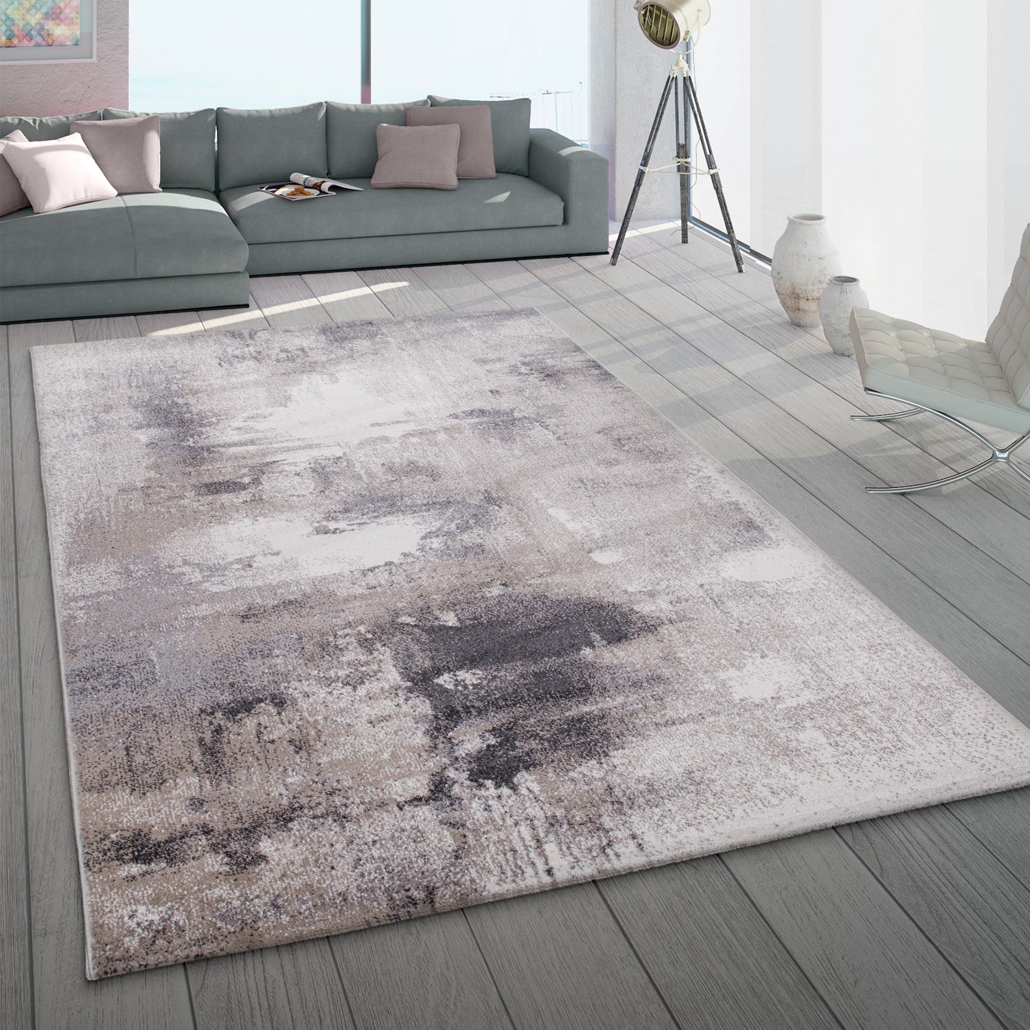 Abstract Area Rug Mero Artful Colors in Beige Grey – RugYourHome