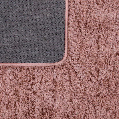 Solid Shag Rug Silky Soft & Fluffy In Rose