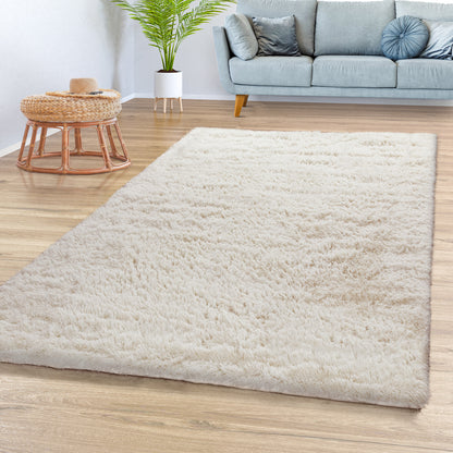 Solid Shag Rug Silky Soft & Fluffy In Ivory