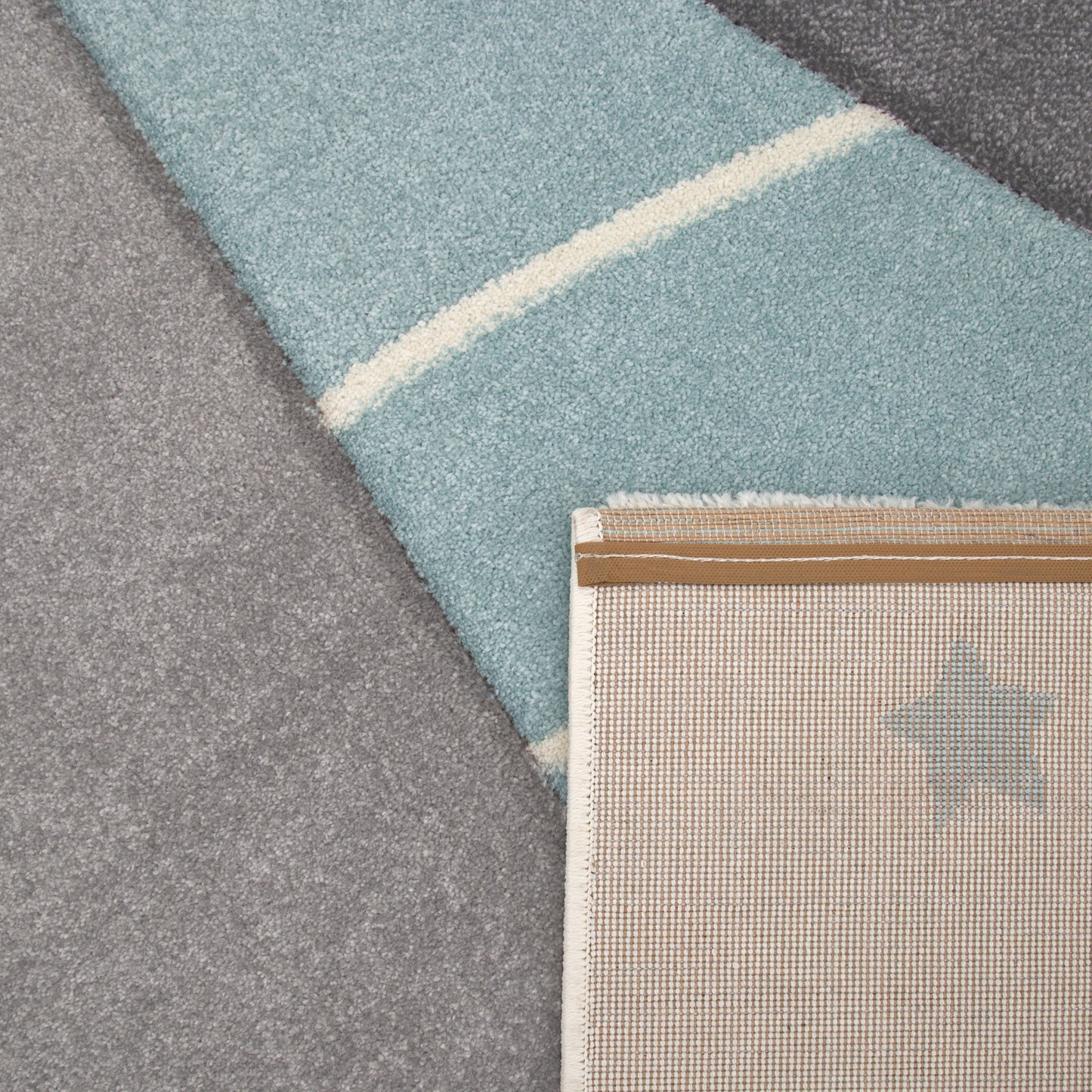 Kids Rug Cosmo for Nursery with Mountains in Pastel Blue White