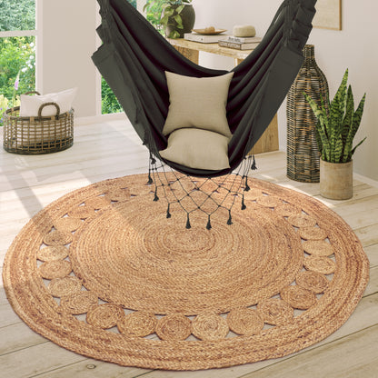 Boho Rug Kaia Hand-Made with Natural Colors & Jute Fibers