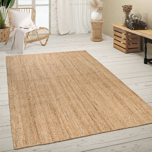 Jute Rug Kaia Hand-Woven with Natural Fibers in Wooden Brown