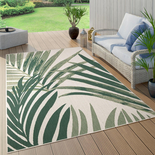 Tropical Outdoor Rug Ostende Palm Trees - Green Beige - RugYourHome