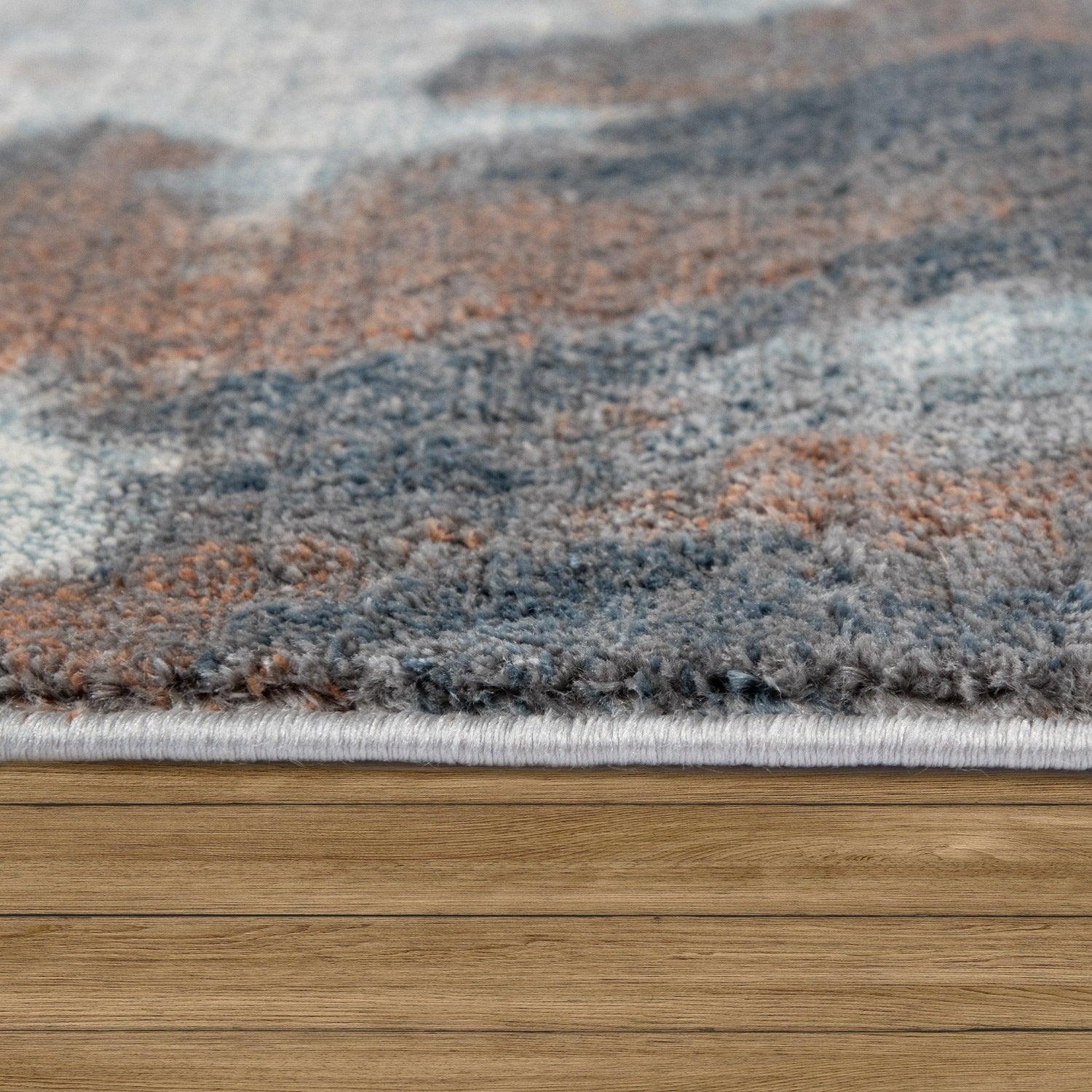 Vintage Rug Low-Pile Abstract Pattern In Brown Cream - RugYourHome