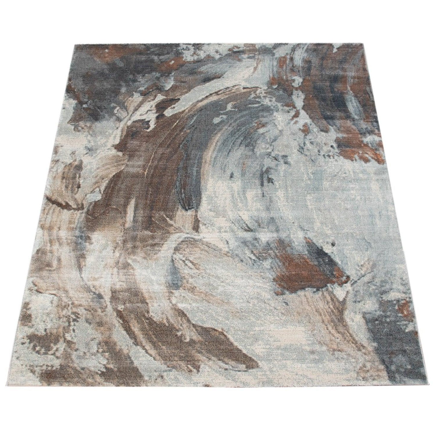 Vintage Rug Low-Pile Abstract Pattern In Brown Cream - RugYourHome