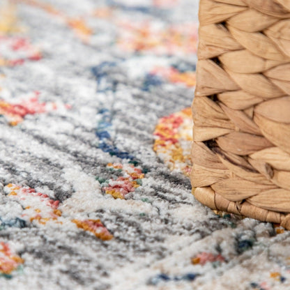 Vintage Rug Oriental Ornaments Border Cream Grey Orange - RugYourHome