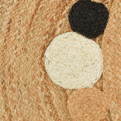 Boho Rug Kaia Hand-Made with Natural Jute Fibers in Nature-Black